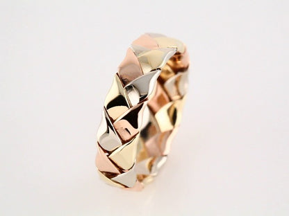 14K Yellow/White/Rose Gold Woven Band