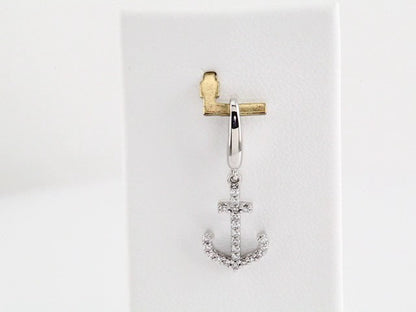 14K White Gold 1/8 CTW Natural Diamond Anchor Charm/Pendant
