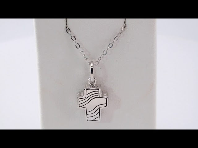 Sterling Silver Cross Ash Holder 18" Necklace, 22.75 x 14 mm