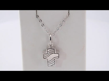Sterling Silver Cross Ash Holder 18" Necklace, 22.75 x 14 mm