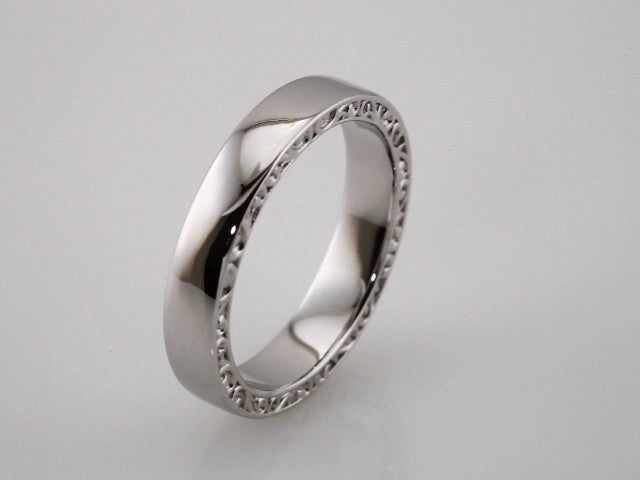 Sculptural Inlay Half Round Band, 4 mm, Style 2