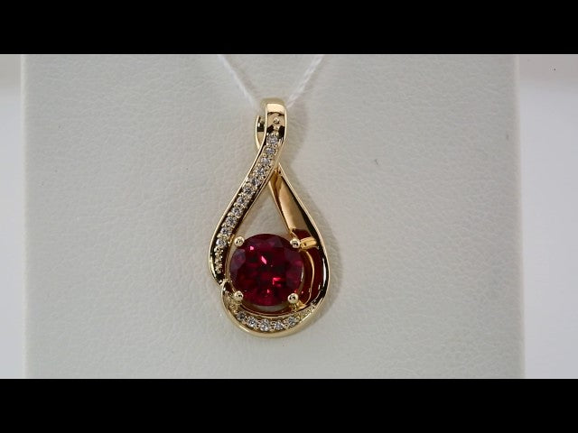14K Yellow Gold Natural Rhodolite Garnet & .04 CTW Natural Diamond Pendant