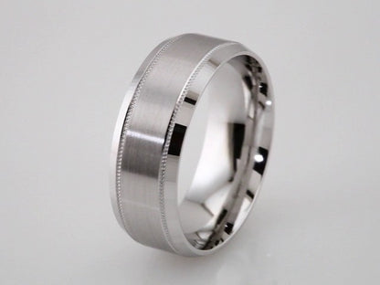 Milgrain Beveled-Edge Comfort-Fit Half Round Band