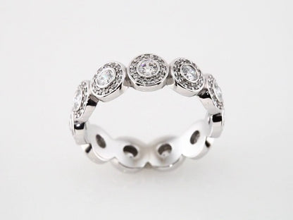 14K White Gold 3/4 CTW Natural Diamond Halo-Style Eternity Band