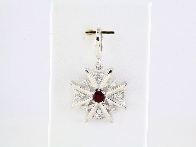 Natural Mozambique Garnet & 1/6 CTW Natural Diamond Charm/Pendant