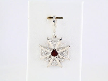 Natural Mozambique Garnet & 1/6 CTW Natural Diamond Charm/Pendant