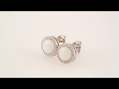 Platinum Natural White Opal Bezel-Set Leaf Earrings