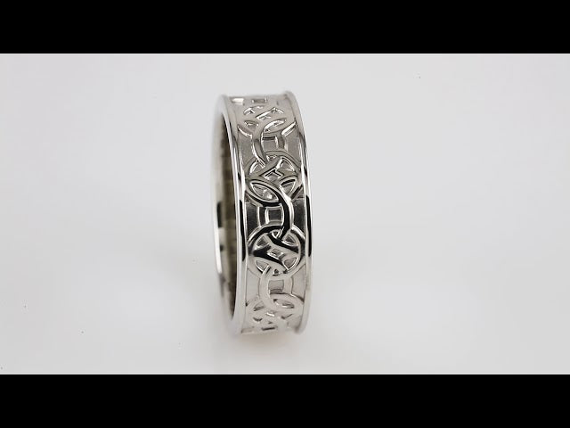 14K White Gold Celtic-Inspired Flat Band