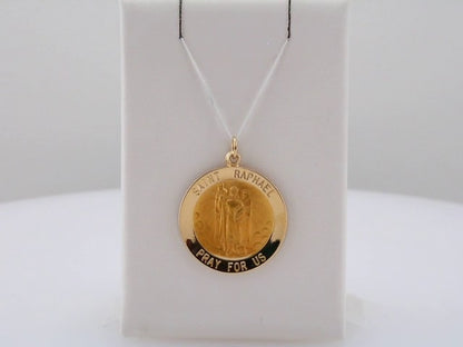 14K Yellow Gold Round St. Raphael Medal