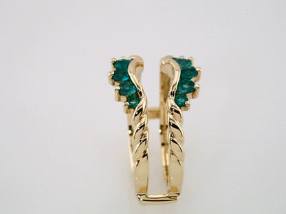 14K Yellow Gold Natural Emerald Ring Guard