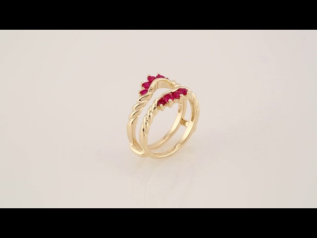 14K Yellow Gold Natural Ruby Ring Guard, Style 2