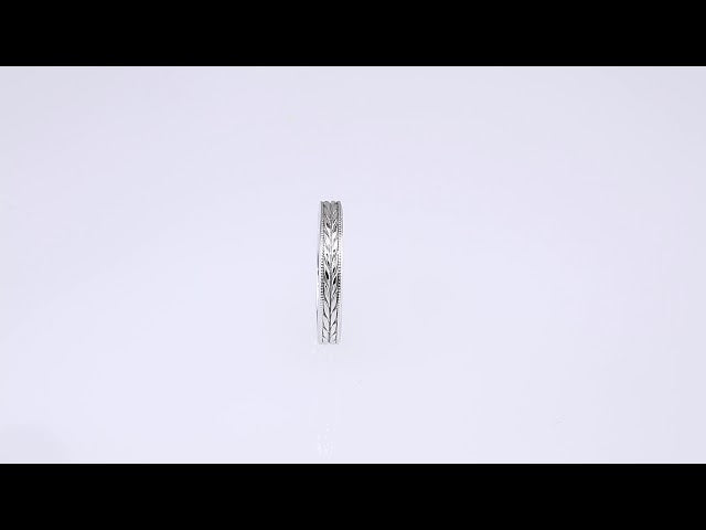 Milgrain Edge Wheat Pattern Flat Band, 3 mm, Style 2