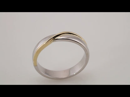 Platinum & 18K Yellow Gold Criss-Cross Half Round Band
