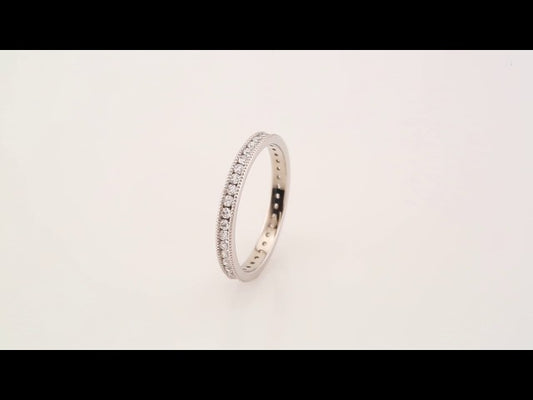 14K White Gold 1/2 CTW Natural Diamond Eternity Milgrain Band