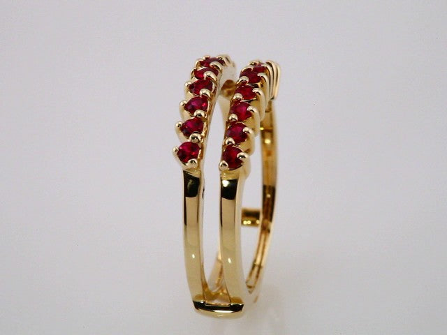 14K Yellow Gold Natural Ruby Ring Guard