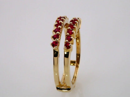 14K Yellow Gold Natural Ruby Ring Guard