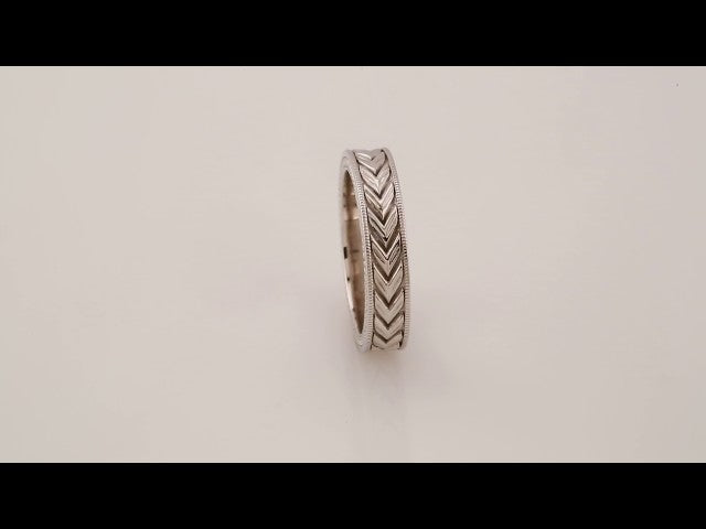 Milgrain Edge Wheat Pattern Flat Band, 3 mm