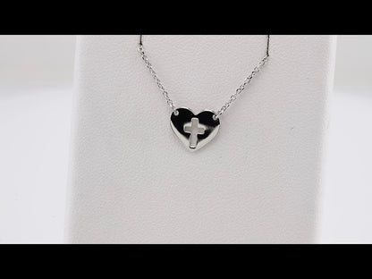 Pierced Cross Heart 16-18" Necklace