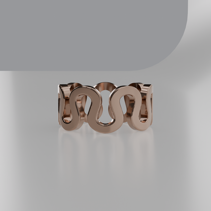 Serpentine Wave Band Ring - Rose - Side