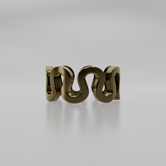Serpentine Wave Band Ring - Yellow - Hero
