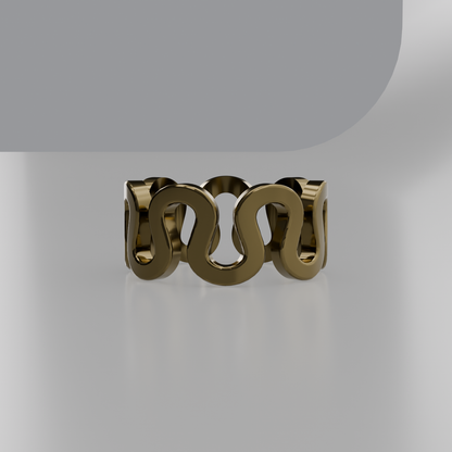 Serpentine Wave Band Ring - Yellow - Side