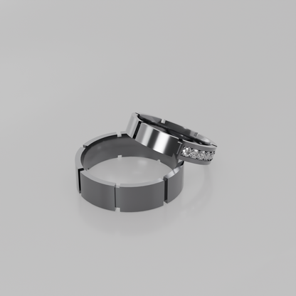 His & Hers Diamond Wedding Band Set in white gold, left side view