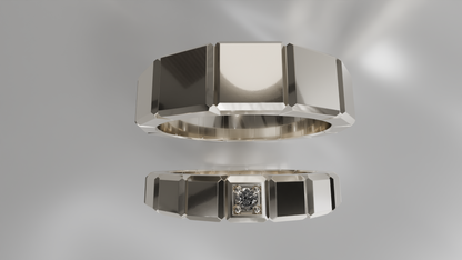 Geometric "Ice Cube" Band Rings (with Optional Diamond Accent)