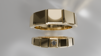 Geometric "Ice Cube" Band Rings (with Optional Diamond Accent)