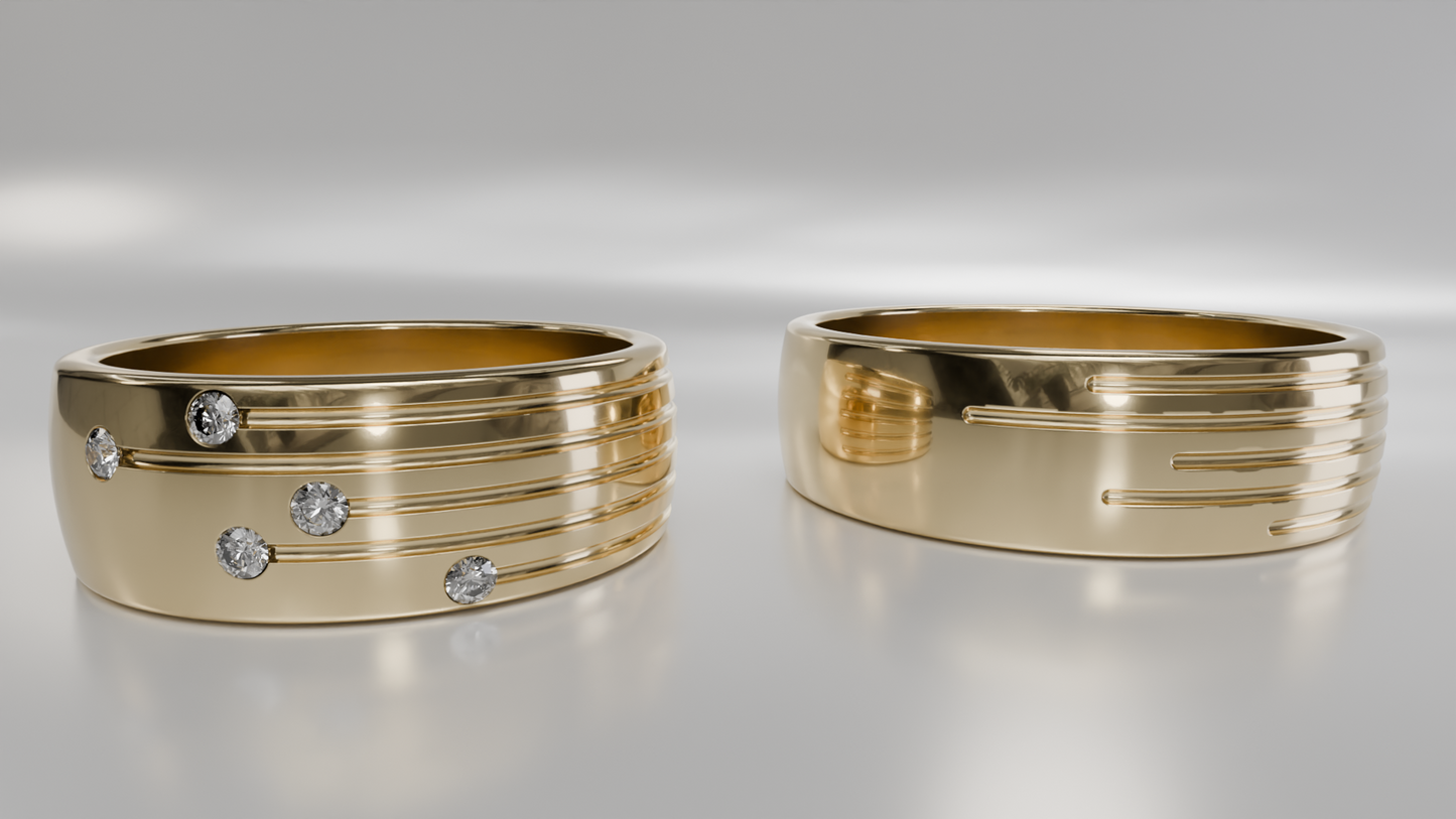 His and Hers Matching Gold Wedding Band Set