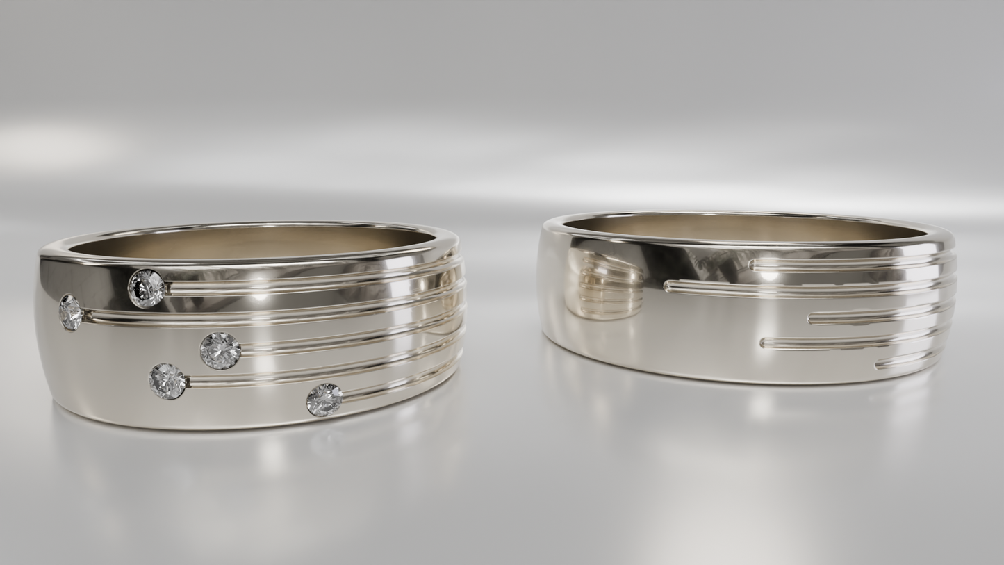 His and Hers Matching Gold Wedding Band Set