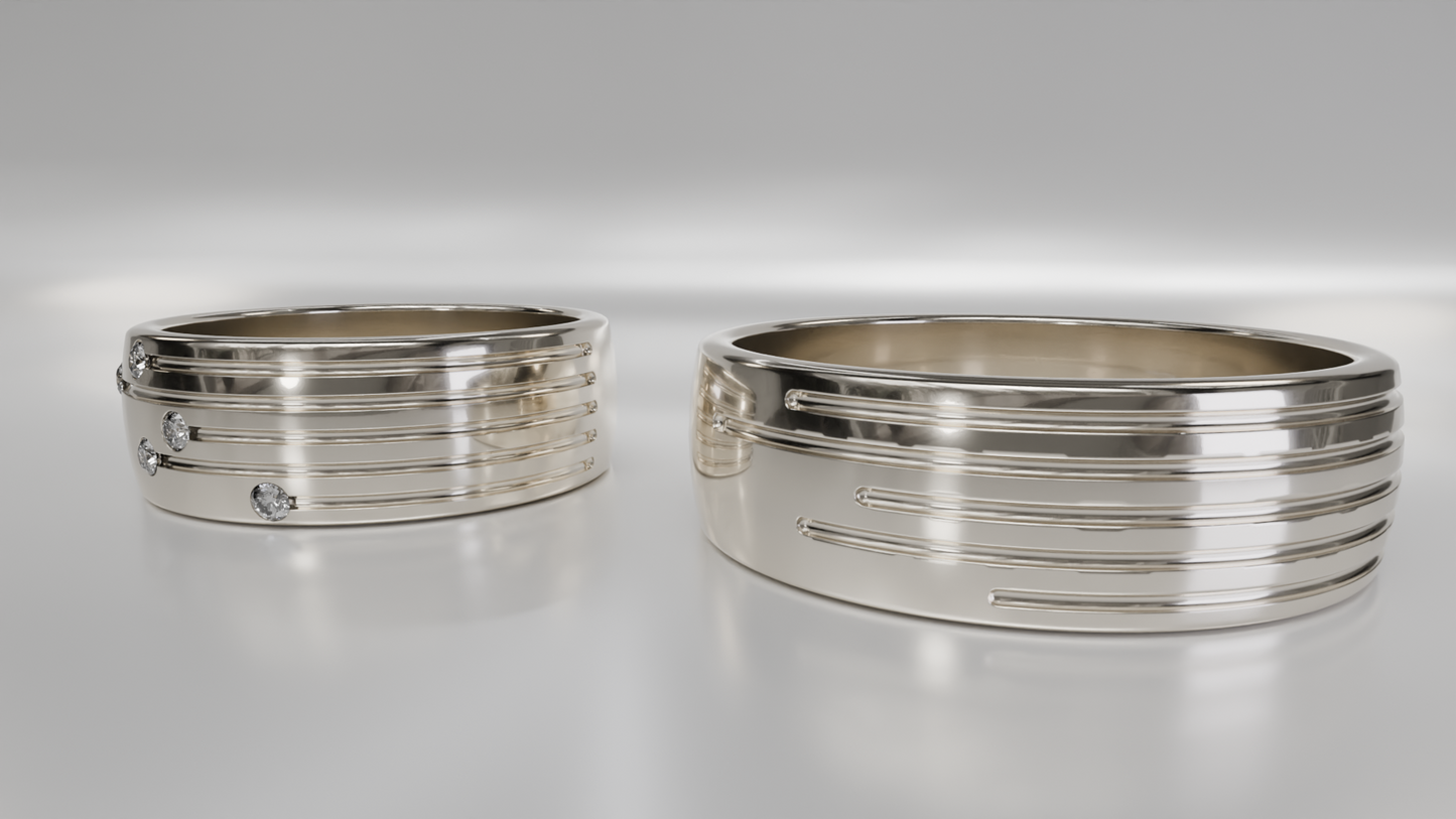 His and Hers Matching Gold Wedding Band Set