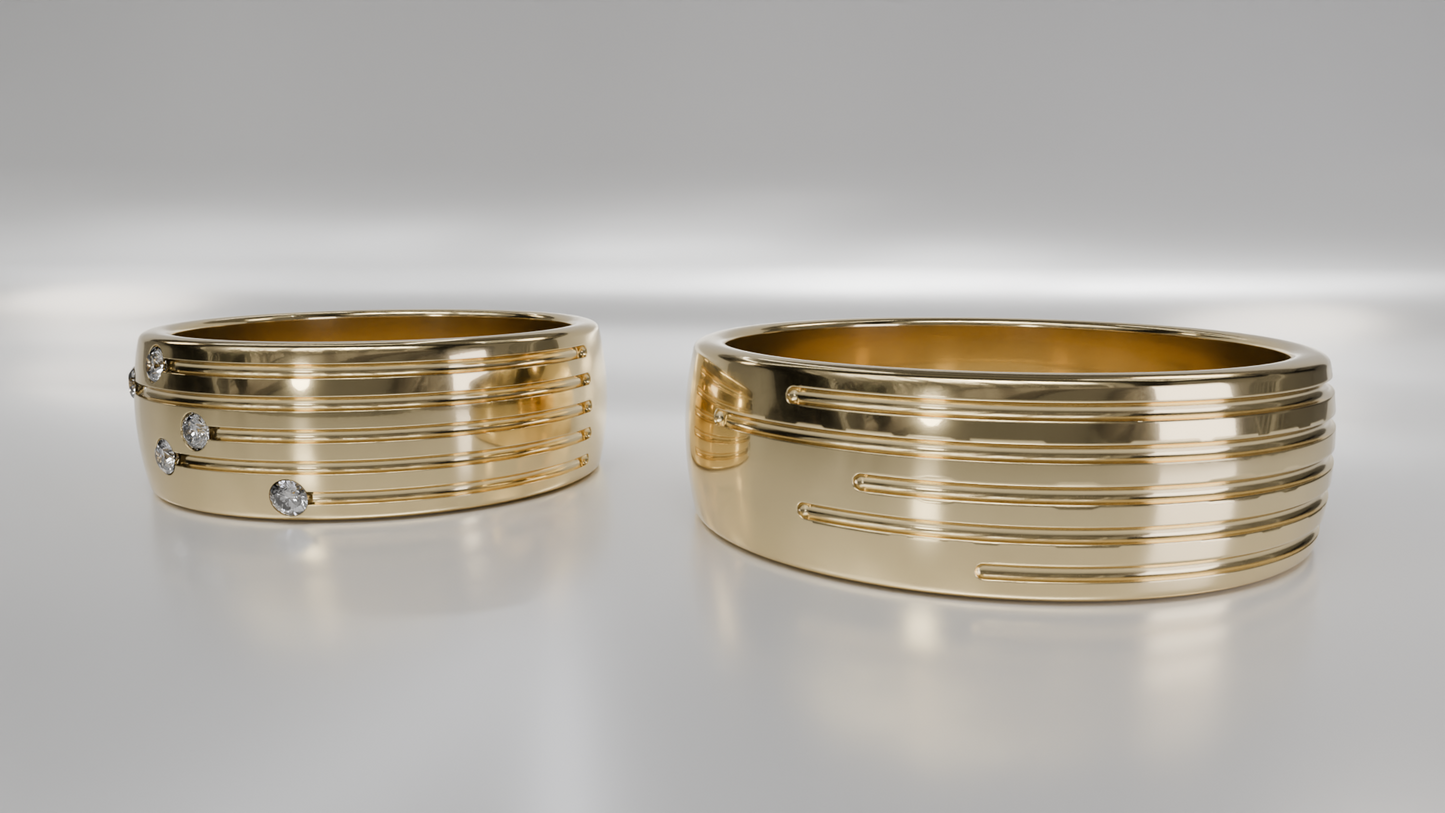 His and Hers Matching Gold Wedding Band Set