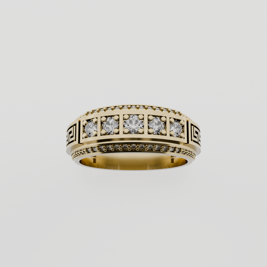 Diamond Greek-Key Band - Yellow Gold - Hero