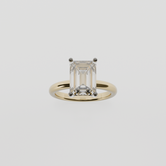 Emerald-Cut Diamond Solitaire Ring - Yellow Gold - Hero